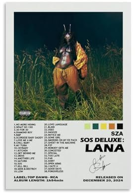 Mensise Sza Poster Lana Sos Deluxe-Album, Musikposter für Zimmer, ästhetische Leinwand, Wandkunst, Schlafzimmerdekoration, 30 x 45 cm