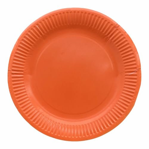 JMS we create smile (Pack of 30 Bright Orange Coloured Paper Plates - 9 Inches/ 23cm Disposable Paper Plates for Birthday Party