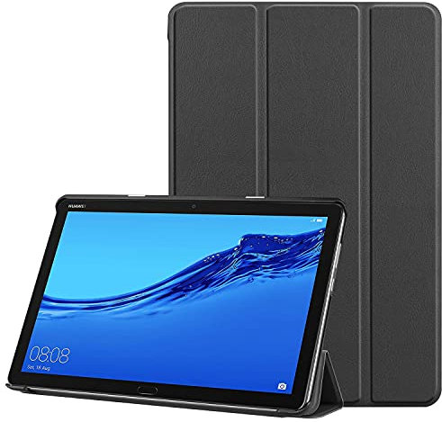 LAHDFKAJ Tablet-Hüllen Fall Compatible with Huawei MediaPad M5 Lite 10,0 Zoll Slim Tri-Fold Ständer Smart Case, Multi- Viewing Winkel Stand Hard Shell Folio Fall Cover Tablet-PC-Hülle(Black)