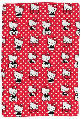 Franco Collectibles Hello Kitty Bettwäsche mit Punkten und Schleifen, superweich, gemütlich, 157,5 x 228,6 cm, offizielles Lizenzprodukt
