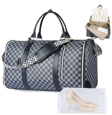 CSUNNUFA Umwandelbare Kleidersäcke für Reisen, Handgepäck, Seesäcke mit Schuhbeutel, Wochenendtasche für Männer und Frauen, 2-in-1 Hängekoffer, Anzug für Geschäftsreisen, Urlaub (schwarz)