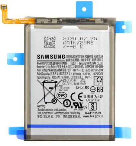 Batterie originale EB-BN980ABY compatible pour Samsung Galaxy Note 20 5G (SM-N981F) / Note 20 (SM-N980F) / (Capacité 4300 mAh) / Nouvelle fabrication/Accessoire d'origine/Service Pack.