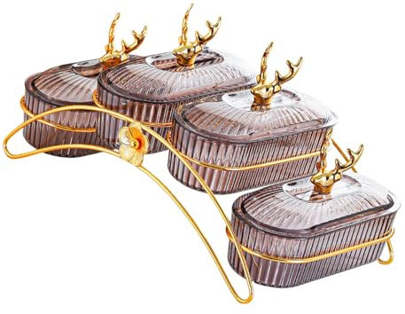 Ronyme Vassoio Organizer con Coperchio per E Piatti per Snack, Grigio Scuro