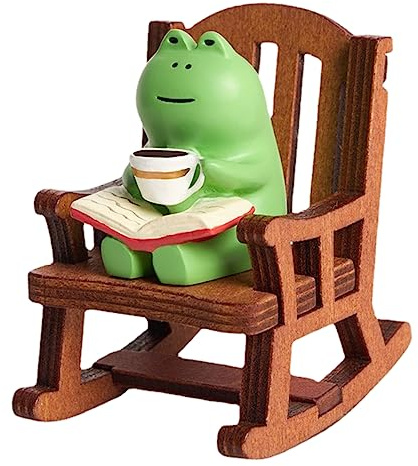 UPKOCH 3 Stück Kawaii Frosch Figurine Resin Deko für Garten Tisch Miniatur Frosch Schaukelstuhl Charmante Garten Dekoration Geschenkidee für Familie und Freunde