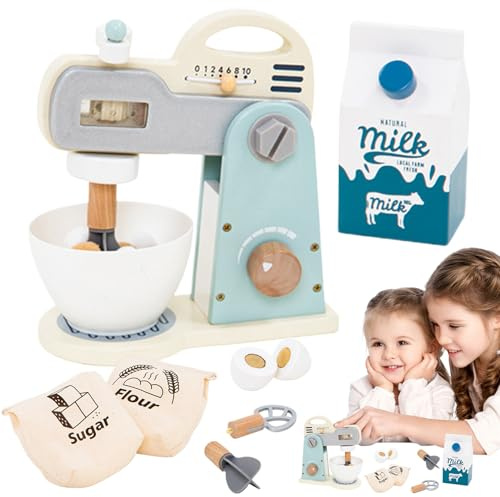 ETUCYNG Kinder Mixer Spielzeug | Spielzeug Rührgerät Zum Nachspielen,Holz Küchenspielzeug Zubehör Rollenspiel Für Mädchen Und Kleinkinder Ab 3 Jahre