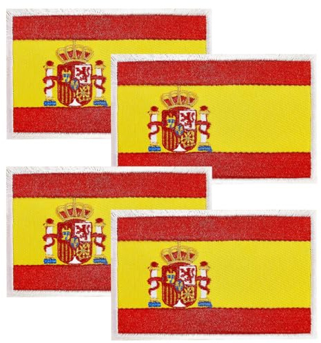 XPEX 4 Piezas 8x5cm Parches Militares Bordados Bandera España con Colores Oficiales, Parches España Bordados, para bolsas de ropa Mochila Uniforme Militar Táctico al aire libre Jersey