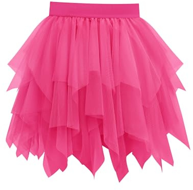Vlazom Gonne Donna in Tulle 3 Strati con Orlo Irregolare per Halloween | Tulle Leggero 3 Strati, Cintura Elasticizzata Comoda, Multi-Colori Disponibili, Perfetta per Carnevale e Halloween