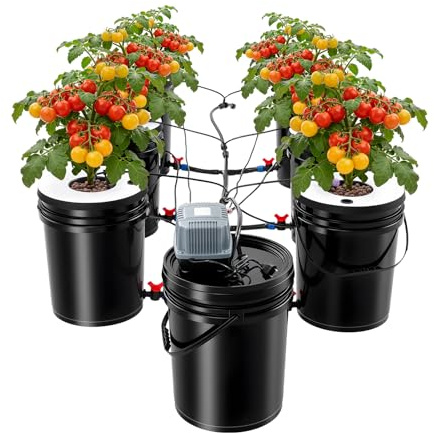 GAOUSD Sistema de cultivo hidropónico 7 cubos Kit de sistema de plantación sin tierra 20 L, con bomba de aire, para el cultivo de fresas, lechuga, tomates, menta