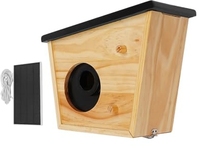 BRRIDE Intelligentes Vogelhaus mit interner Überwachung, Solarbetriebenes Cam-Vogelnest mit KI-Erkennung, IP65 Vogelfutterspender Nistkasten, Vogelbeobachtungsbox, Farb-/Infrarot-Nachtsichtmodus (A)