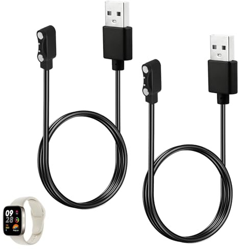 Auravale 2PCS Cargador Reloj Inteligente Magnético 2Pin 4mm para Smartwatch | Cargador Smartwatch Universal 2Pin 4mm USB Carga Rápida Segura para Relojes Inteligentes y Pulseras de Actividad Dispositivos