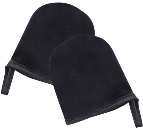 2 Stück Selbstbräunungshandschuh Applikator Kleiner Schwarz | Fusselfrei, für Öle und Lotionen, für Kleine Bereiche und Feines Auftragen