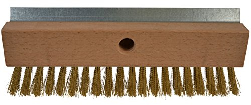 Bristles 4004 Industrial Strength Pizza Oven Stone Brush Scraper and Cleaner 10”, Brown