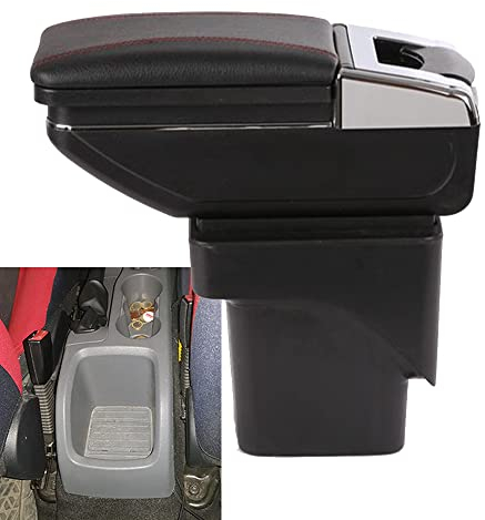 SZSS-CAR Compatible with Leather Car Center Console Armrest Box Ford Focus 2 MK2 2007~2011 Armrests Storage Box (Black),Not compatible with C-MAX/Focus 3 MK3.