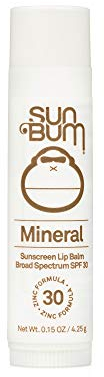 Sun Bum Mineral Sunscreen Lip Balm LSF 30 – Hawaii Act 104 konform (Octinoxat- und Oxybenzonfrei) – Zinkbasierter Breitspektrum UVA/UVB-Lippenschutz – 4,3 g Stick
