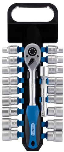 Draper 16376 1/2-Inch Square Drive Combined MM/AF Socket and Ratchet 20 Piece Set,