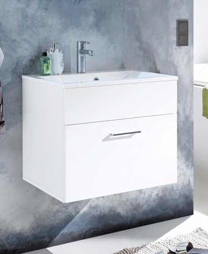 BEGA Badezimmer Kommode Splash 60 mit Waschbecken 2-TLG Set. Weiß