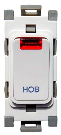 Deta G3572 Grid Switch 20 Amp Double Pole with Neon Marked 'Hob' (White)