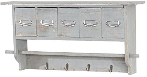 Mendler Küchenregal HWC-C49, Haushaltsregal Regal, Vintage mit 5 Schubladen 32x65x13cm - Shabby Look, grau