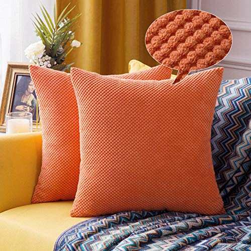 MIULEE 2er Set Kissenbezüge Dekokissen Körnig Dekorativ Kissenbezug Kissenhülle Sofakissen Deko Bezug Weich Zierkissen Kissen für Wohnzimmer Schlafzimmer 50x50cm Orange