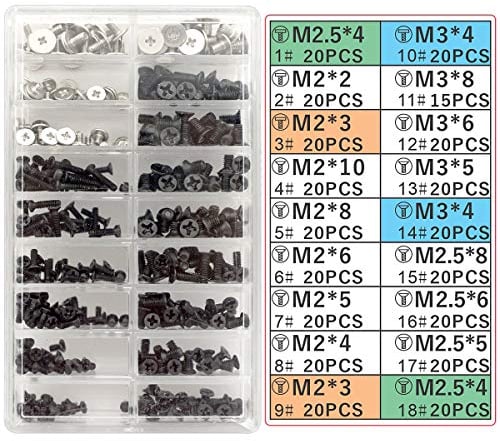 Akuoly Juego de Tornillos para Ordenador portátil Universal y Disco Duro M.2 SSD, M2 M3 M2.5, 355 piezas
