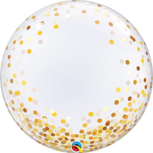 Qualatex 89727 24 Gold Confetti Dots Balloon, Multi-Colour