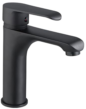 ZXC Bad Armatur, moderne Einhand Mischbatterie für das Waschbecken inklusive Pop-Up Abfluss in Schwarz Matt