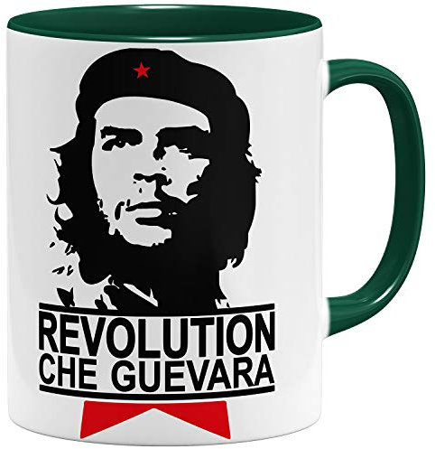 OM3® - Che Guevara - Kaffee-Tasse - Keramik Becher - 11oz 325ml - Beidseitig Bedruckt - Grün
