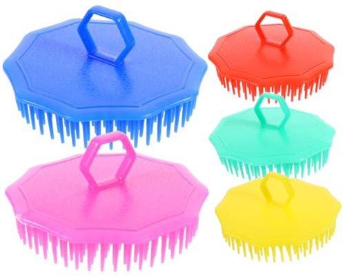 Lot de 5 brosses de massage pour cuir chevelu - Brosse de massage en silicone - Brosse de bain pour douche, shampoing, brosse à cheveux - Brosse à cheveux - Anti-décapant - Exfoliant corporel