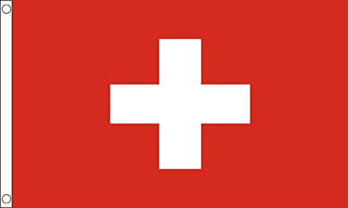 FlagSuperstore© Kleine Schweiz-Flagge, 90 x 60 cm, 100 % Polyester, mit Ösen, Banner