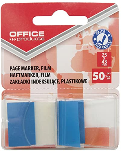 Indexhaftstreifen OFFICE PRODUCTS PP 25x43mm 1x50 Blatt Blister Verschiedene Farben / / Typ-Mit Spender/Art-In Einer Blisterverpackung/Form-Rechteck/Material-Pp/Farbe-Blau/Dicke [mm]-60µm