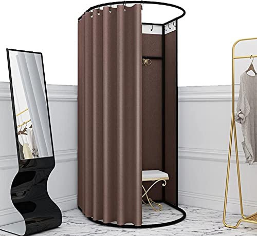 Fitting Room Clothing Store, Portable Dressing Room Floor-Standing Changing Room Mobile Locker Room Blackout Curtain Kit U-Shaped Metal Track for The Mall, Privacy Space Convenient and easy to use