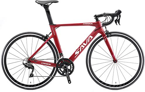 SAVADECK Rennrad Carbon, Warwind5.0 Rennrad Herren 700c Carbon Rahmen,Gabel und Sattelstütze mit Shimano 105 R7000 22 Gänge Fahrrad Carbon rennrad für Herren Damen und Jungen (Rot, 47cm)
