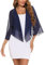 Aottori Navy Chiffon Bolero Shrugs for Women UK, Ladies 3/4 Sleeve Cropped Thin Cardigans Tops Evening Wedding Dresses Navy L