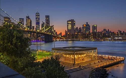 Haeran River Vollbohrer New York Brooklyn Jane Karussell DIY 5D Diamant Malen Nach Zahlen Einzigartige Kits Wohnwand Dekor Kristall Strass Wanddekor