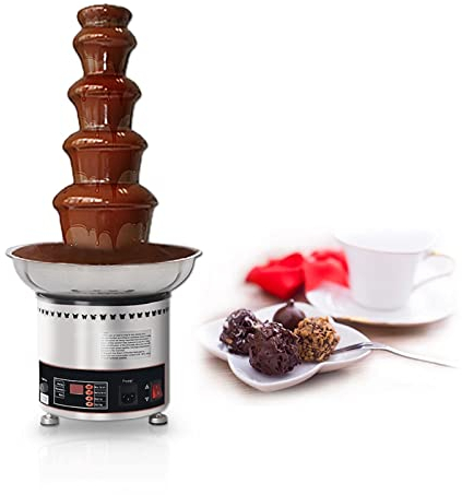 Electric Chocolate Fountain 5 Tiers Hot Choco Fondue Fountain Machine 304 Stainless Steel Melting Tower Pot, 8.8Lbs Capacity for Nacho Cheese, BBQ Sauce, Ranch, Liqueurs