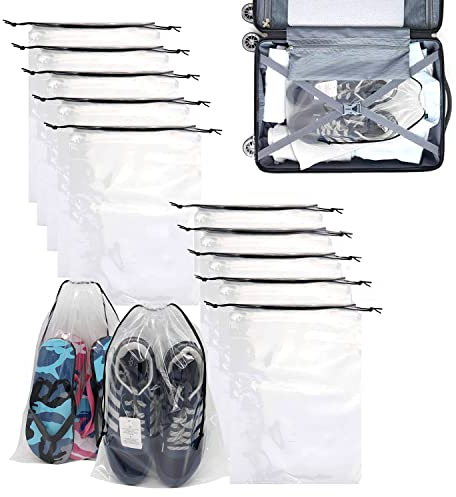 10 Pezzi Sacchetti Portascarpe, Borsa Portascarpe Trasparente, Sacca Impermeabile, Sacca Viaggio, Riutilizzabile Sacchetti