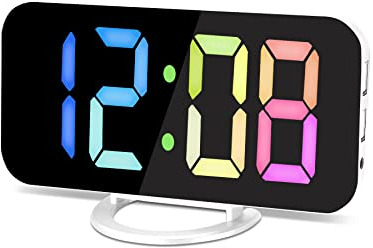 SZELAM Digitaler Wecker, Wecker am Bett, 7 Zoll LED-Spiegelwecker, mit 2 USB-Ladeanschlüssen, Snooze-Modus, automatischer Helligkeitsanpassung, einfach einzurichtende Tischuhr für das Home Office