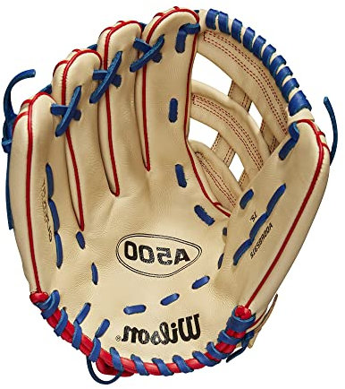 WILSON Unisex, Teenager A500 Baseball 30,5 cm Handschuh, Blonde/Rot/Königsblau, 12