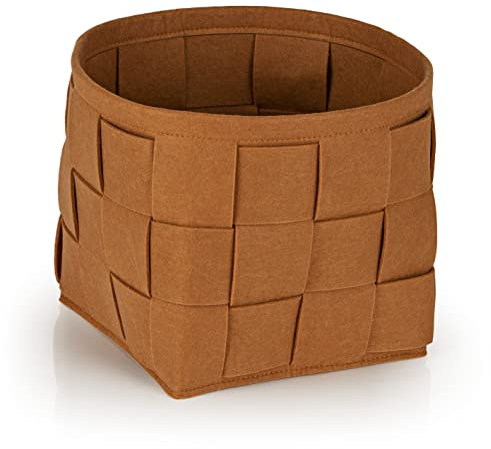 N8WERK Filz-Aufbewahrungskorb 24x24x24cm | Ideal zur Aufbewahrung von Kaminholz & Zeitschriften | Strapazierfähig & vielseitig | Faltbarer Aufbewahrungskorb passend für Regale [Rostbraun]