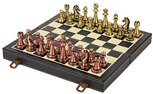 NIVOK Schachset Schach Holz/Leder Schachset mit Schachfiguren Faltbares Spielbrett mit Aufbewahrung Schach für Reisespiele Spielzeug Geschenk Schach
