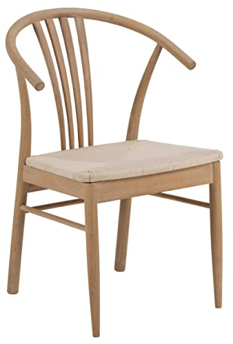 AC Design Furniture Yoana Esszimmerstühle 2er Set, Lounge Esszimmerstühle aus Holz im Skandinavischen Stil mit Gebogener Rückenlehne und Geflochtener Sitzfläche, Mid-Century-Möbel, Esszimmermöbel