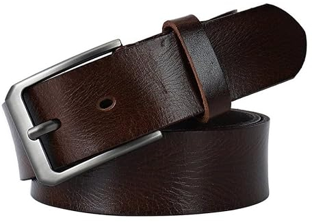 CALIYO Gürtel Herren, Ledergürtel Herren aus Rindsleder Belt Men Metall Retro Jeansgürtel, 3.8cm Breit Länge kürzbar Herrengürtel