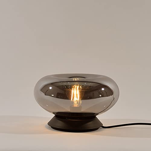 s.luce Cruet E27 Design Tischleuchte Glas mit Schalter Up & Low Tischlampe, Farbe:Rauch, Form:Low (Flach)