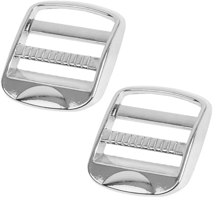 Bar buckle, 2 pieces, 25 mm wide, made of metal, in silver colours, for straps up to 25 mm wide, ladder buckle for threading, replacement bar clip, backpack repair set, rucksack fastener