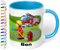 Tasse mit Namen für Kinder Feuerwehrmann – Kindertasse personalisiert – Feuerwehr Kinderbecher Trinkbecher für Jungen und Mädchen - rundum bedruckt – Geschenk zu Weihnachten, Geburtstag (Hellblau)