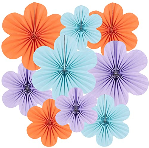 Easy Joy 9 Stück Papier Blumen Hängende Girlande,Blau&Orange&Lila Girlande Geburtstag,Tischdeko Geburtstag für Mädchen Tea Party Sommer Baby Shower Kindergeburtstag Fensterdeko Party Dekoration