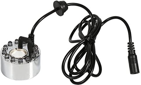 Mokernali Wasserbrunnen-Teichnebelgerät, 24 V, 20 W, Nebelmaschine, Teichnebelmaschine, Ultraschall-Zerstäuber, Luftbefeuchter Mit 12 LED-Licht-Farbwechsel Für Aquarien(US Plug 110-240V)