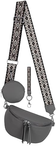 EAAKIE Bauchtasche Umhängetasche Crossbody-Bag Hüfttasche Kunstleder Italy-Design