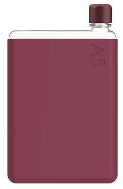 memobottle Paquete A5 (ciruela silvestre) – 750 ml – Botella, funda de silicona y tapa | Botella de agua delgada para bolsas, junto a libros y portátiles | Tritan sin BPA | Moderno y minimalista