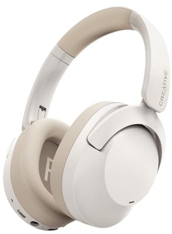 CREATIVE Zen Hybrid 2, Cuffie Over-ear wireless, Fino a 67 ore (ANC spento), cancellazione attiva del rumore ibrida, modalità ambiente (Crema)